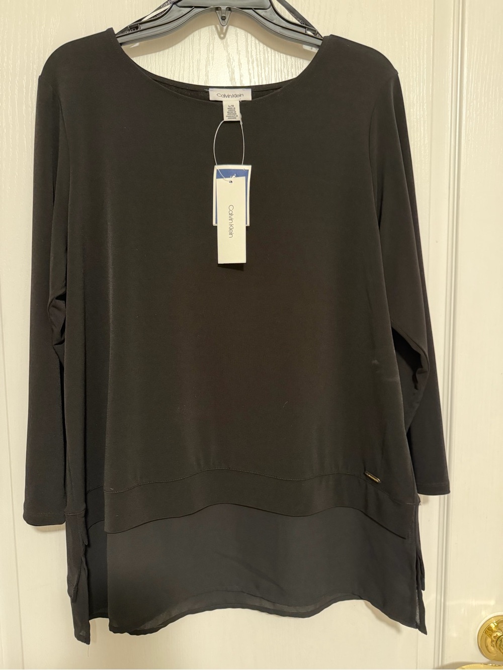 Calvin Klein Black Layered Long Sleeve Tunic